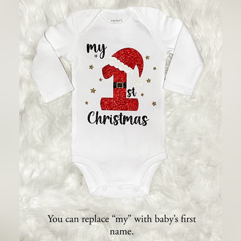 Personalized Christmas Baby Onesie- Various Sizes